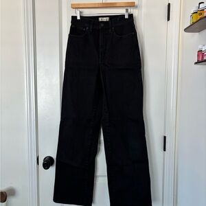 Madewell Perfect Vintage Wide Leg Jean 27T In Black Rinse Wash